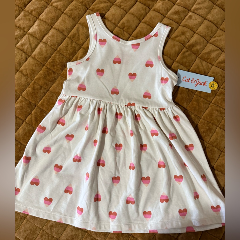 White Dress with Pink Heart Pattern